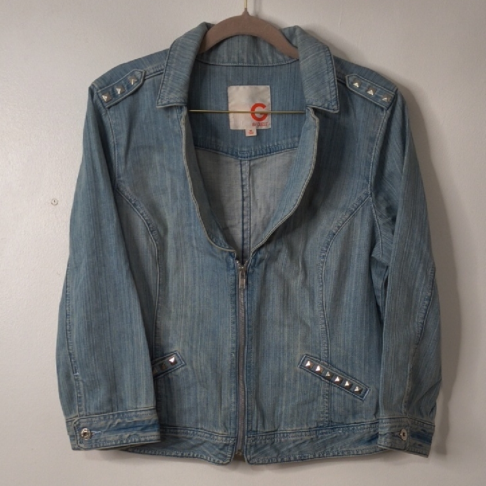 Guess Light Blue Studded Jean Jacket
